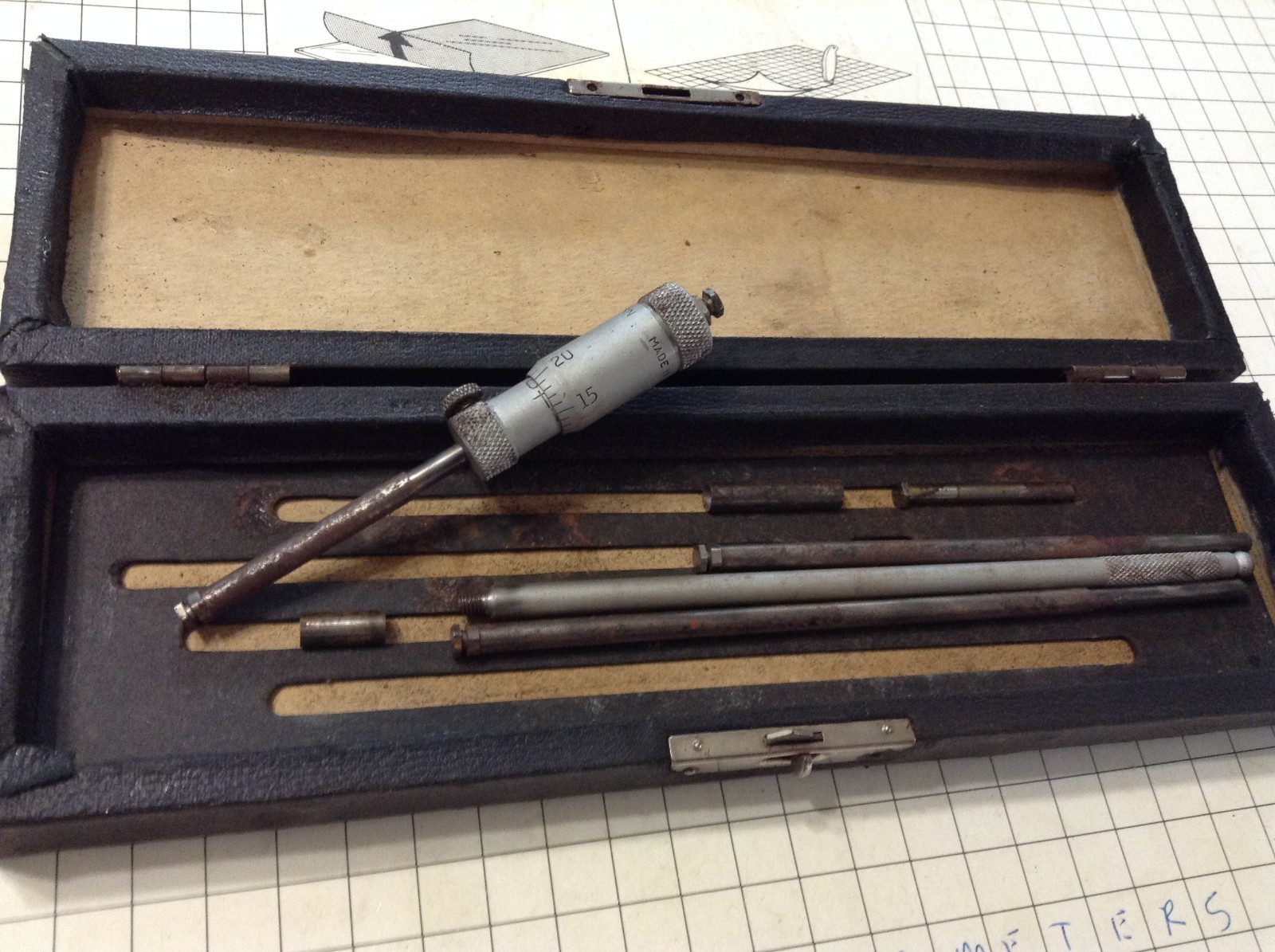 CRAFTSMAN 40734 INSIDE MICROMETER RANGE 2"-8" W CASE VTG USA