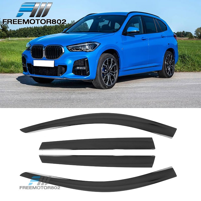 Fits 16-22 BMW F48 X1 Low Profile Style Tape-On Window Visors Rain Guards 4PCS