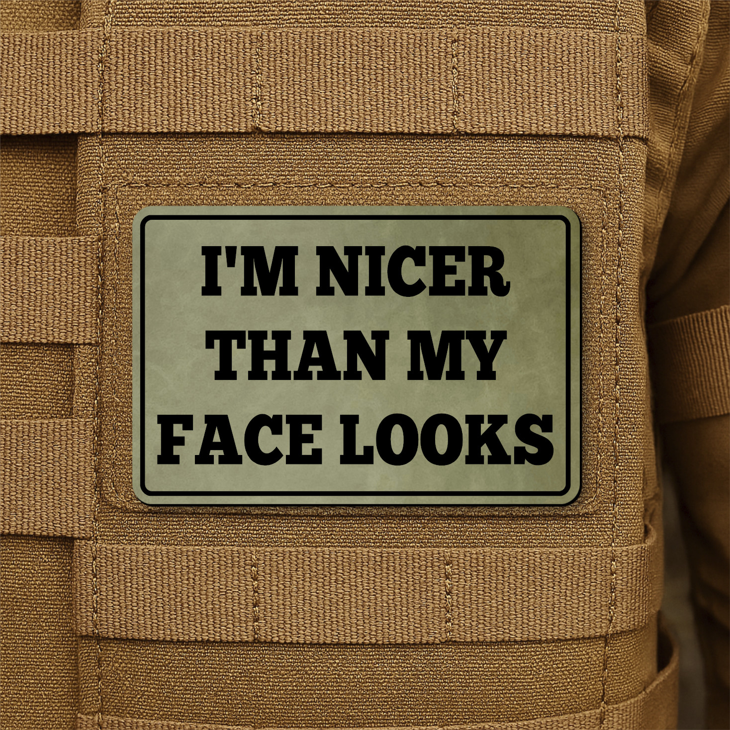 Mean Ugly Face Morale Patch 2"x3" Hook & Loop Funny Engraved Tactical Patch