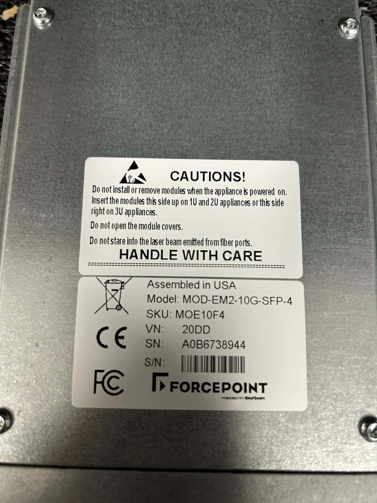 Forcepoint MOD-EM2-10G-SFP-4 10GSFP4 10GBs Internet Expansion Interface Module