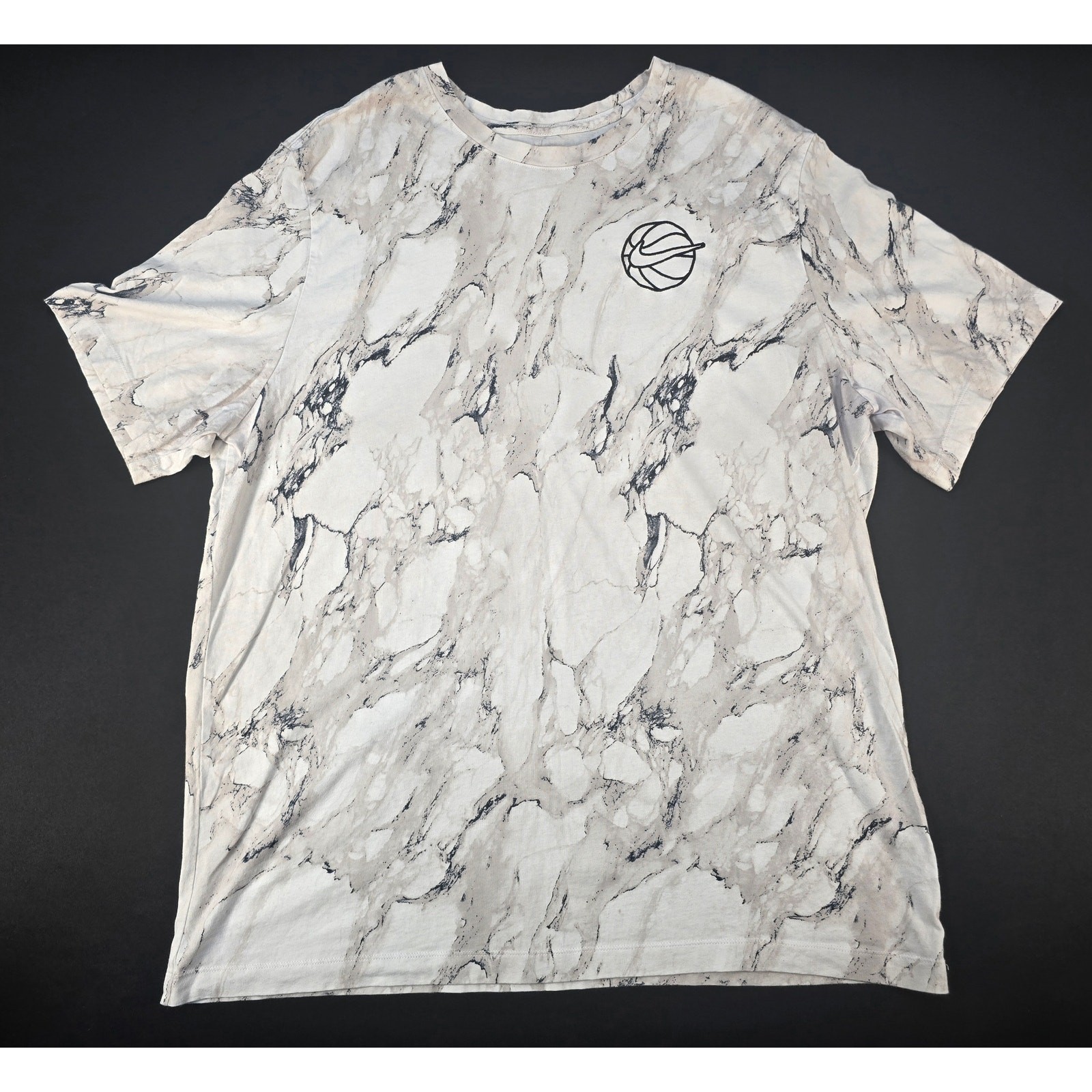 Nike Tee Basketball Marble Print T-Shirt Men's XXL Tall 2XLT White Cotton