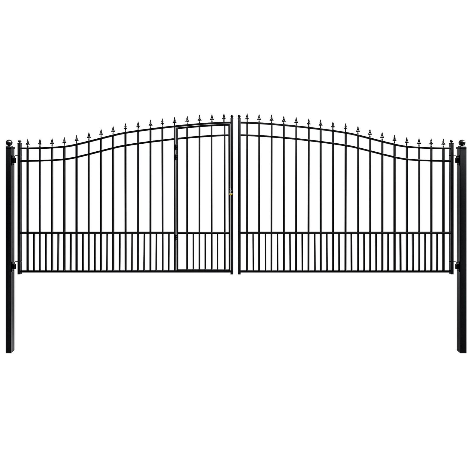 ZUMI 18x6 ft Dual Swing Driveway Gate Outdoor Steel Gate with Pedestrian Door