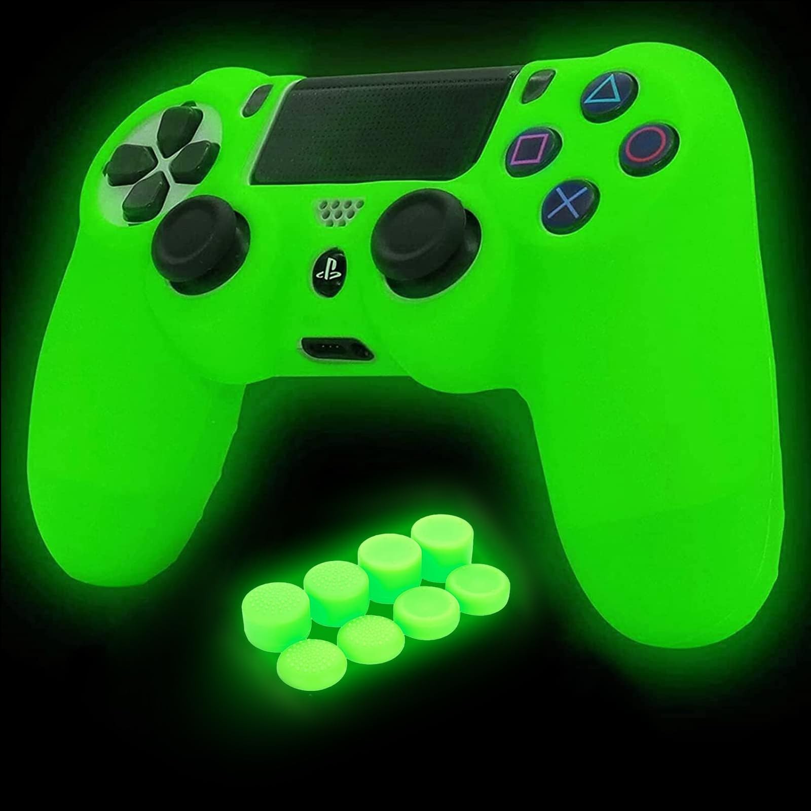 Green Anti-Slip Glow in The Dark Protective Silicone Cover Skin Grips Compati...