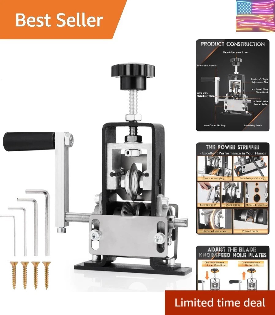 Manual Wire Stripping Machine, 2 IN 1 Drill-Powered/Hand Crank Wire Peeler Ma...