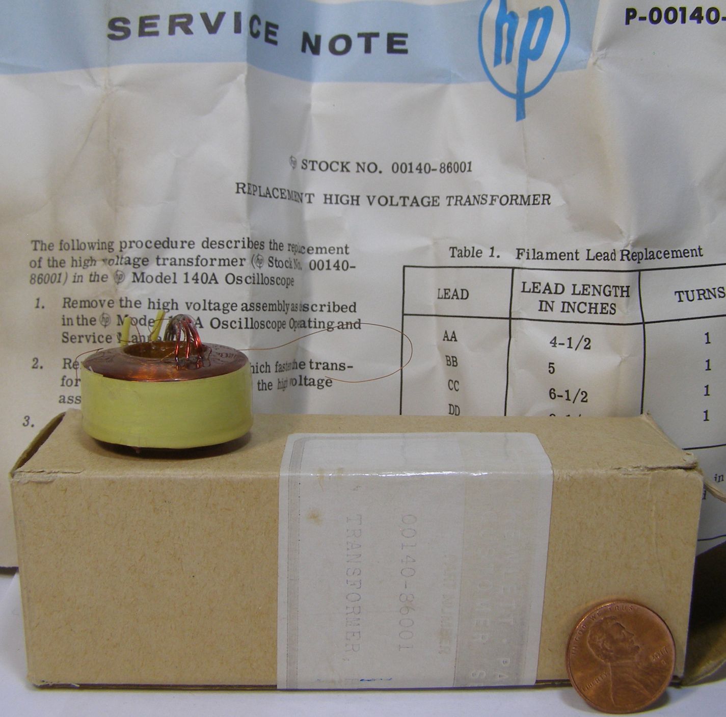 HP REPLACEMENT HIGH-VOLTAGE TRANSFORMER 00140-86001