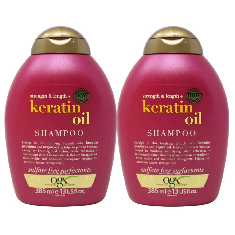 Pack of 2x OGX Strength & Length + Keratin Oil Anti-Breakage Shampoo, 13 Oz