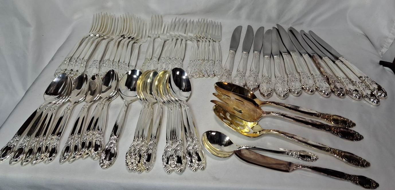 Vtg Oneida Silversmiths Ballad Country Lane flatware Set for 12 & Serving 65pcs