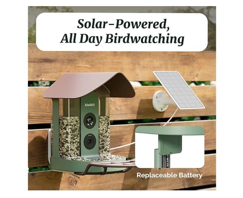 Beako Kiwibit Smart Bird Feeder w 4K Camera Solar Powered for Outdoors Ultra HD