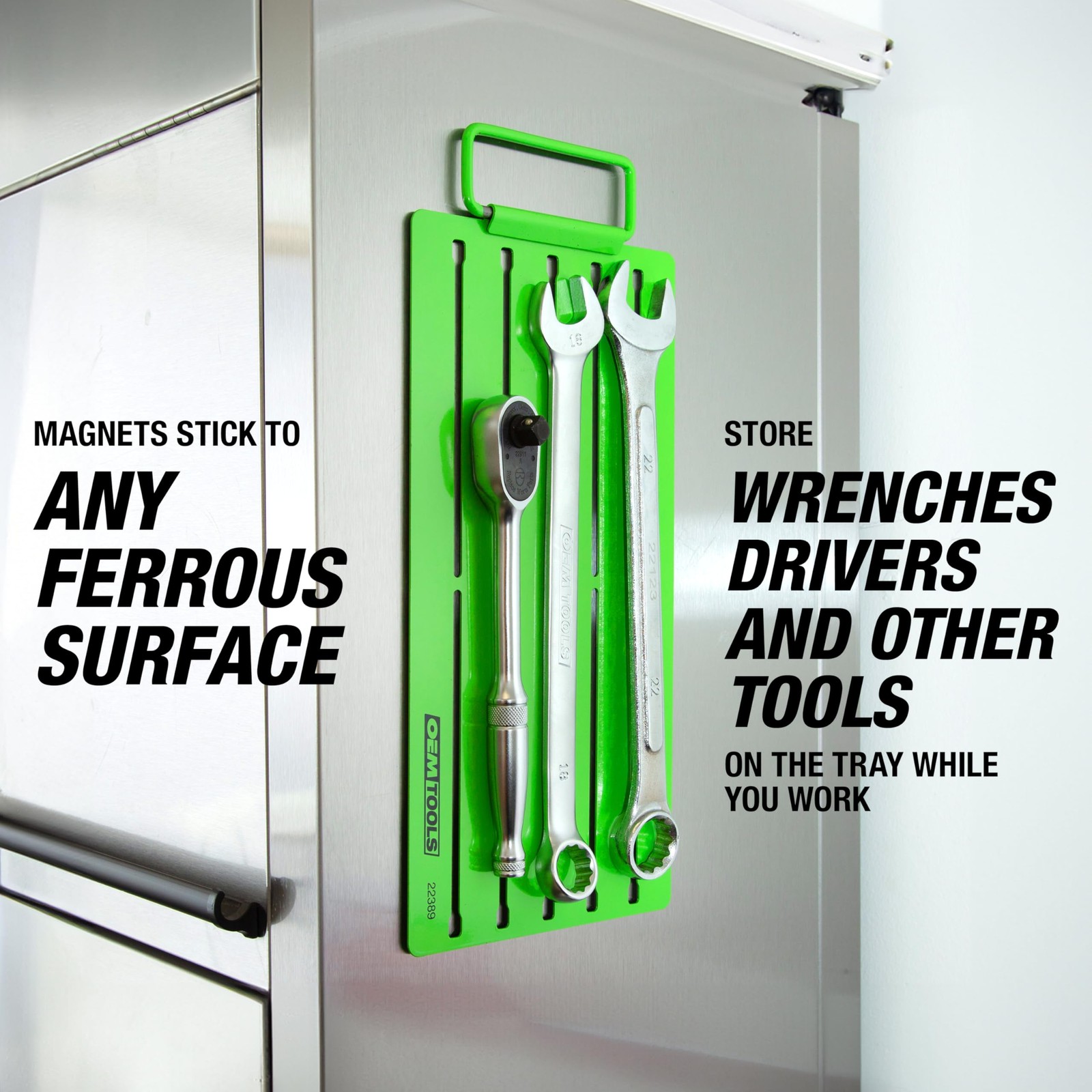 Magnetic Socket Organizer Tray Portable Green 5 Row Drive Studs Tool Box