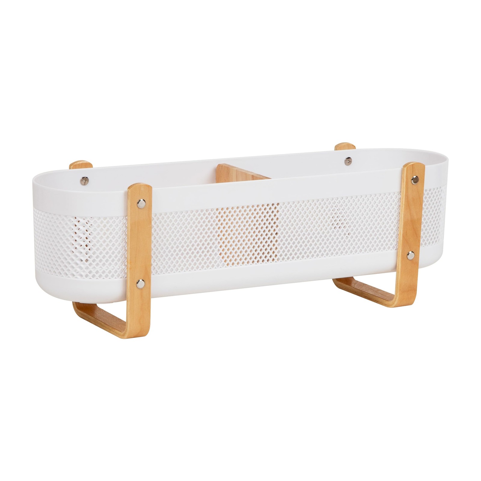 Mind Reader Divided Storage Basket Legs Accessory Holder Desktop Organization