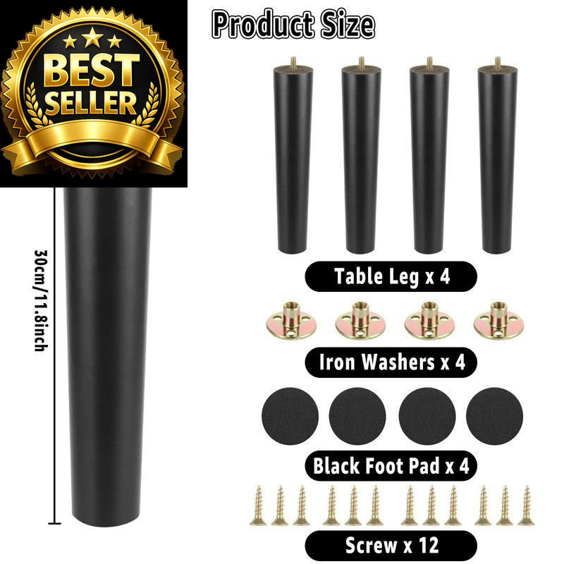 MUXHEL 4 Pcs 12 Inch 12 inches (H) x 2 (W) x 2 (L), Black