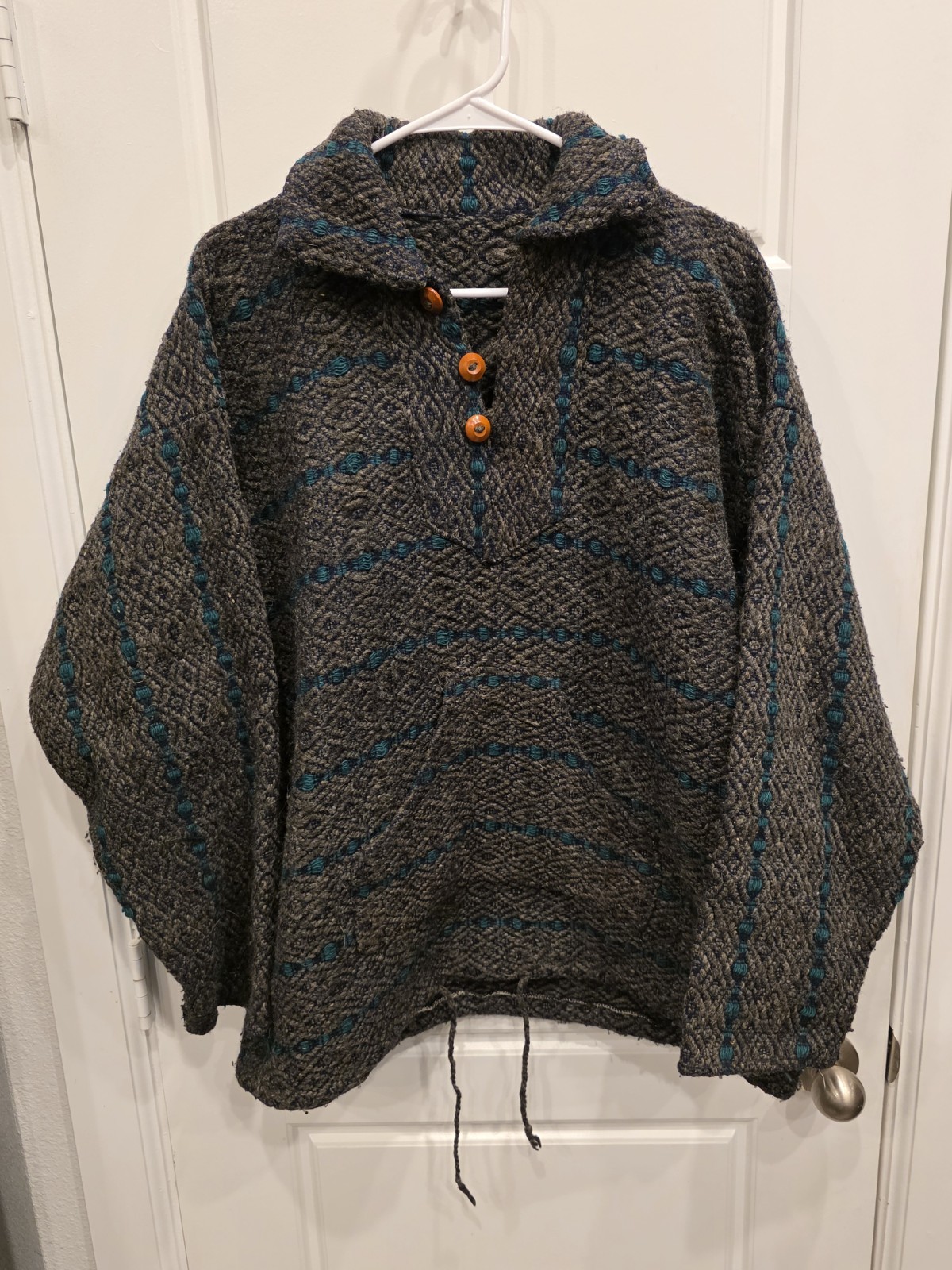 Vintage Peruvian Handmade Wool Pullover Jacket Andean Tribal L/XL