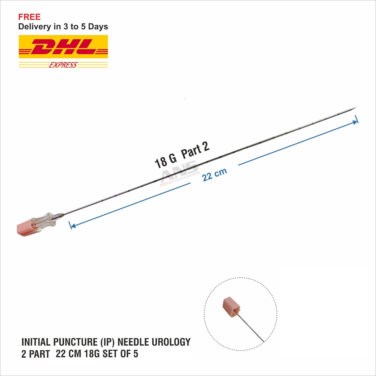 ANS  Initial Puncture (IP) Needle Urology 2part  18G /22cm  Set of 5