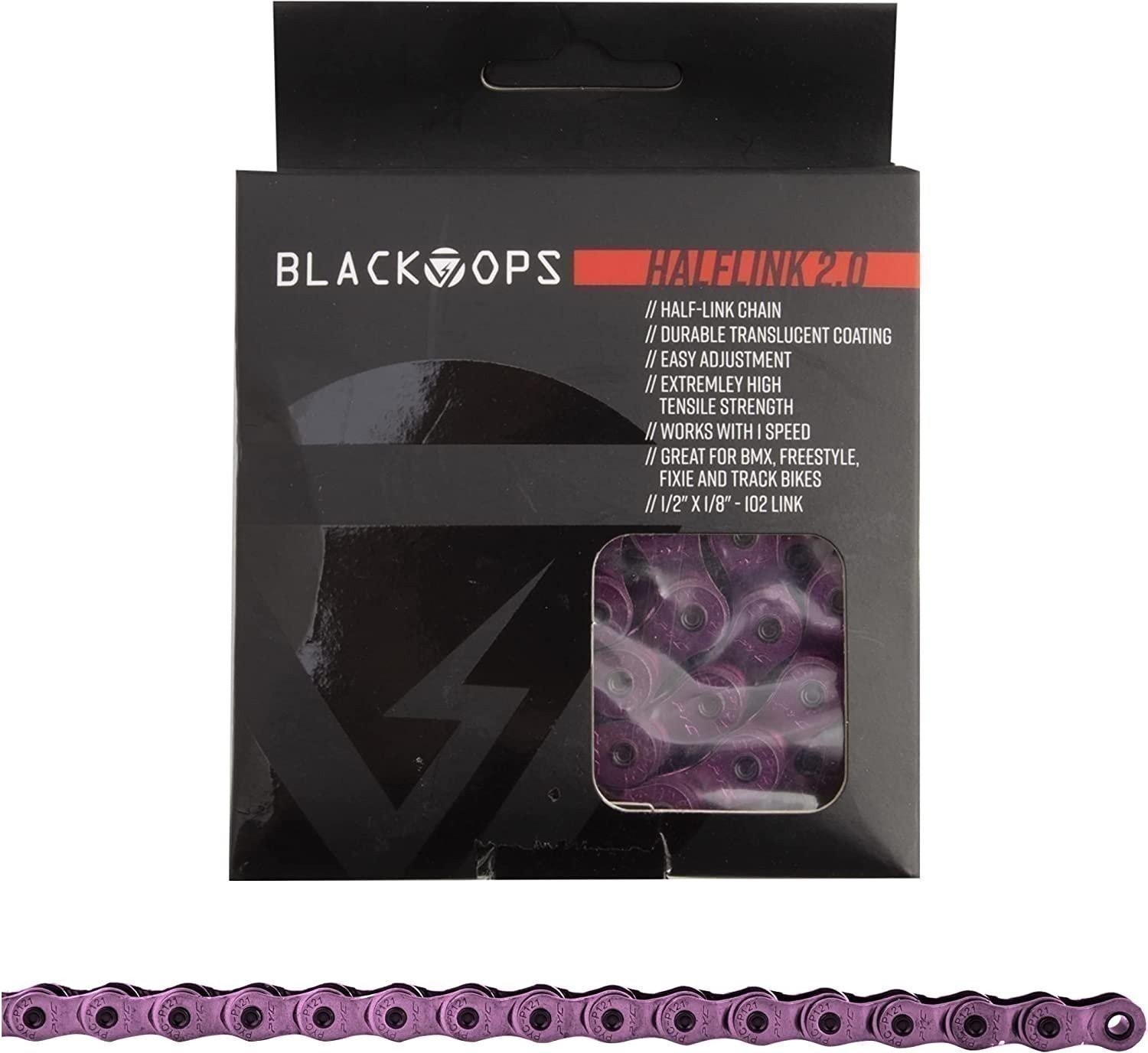 Black Ops Chain BK-OPS 1/2x1/8 Half Link 2.0 1s Translucent-PURPLE 102L