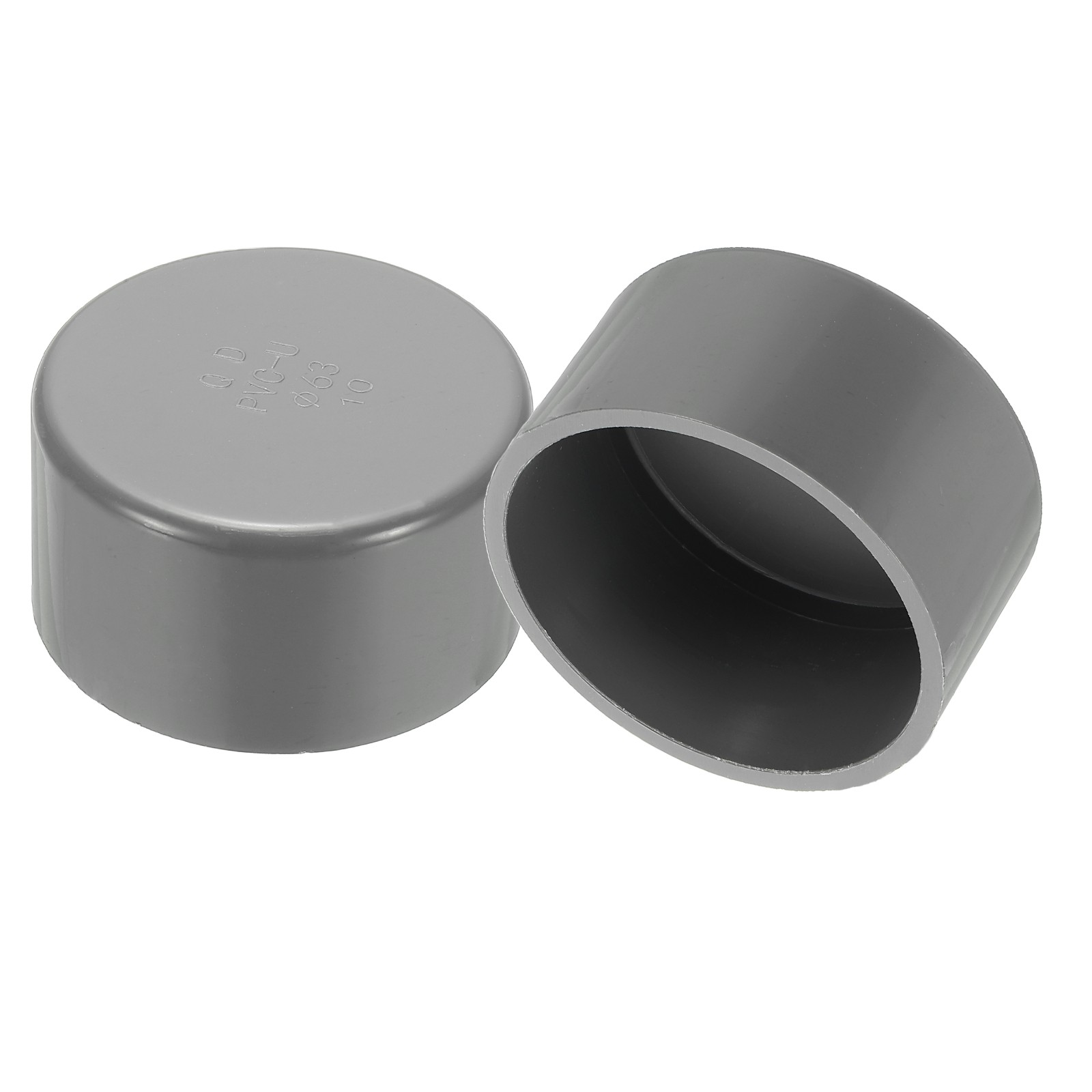 2 Pack 2.5" Diameter PVC Pipe End Cover Cap Fittings for Furniture Garden, Grey