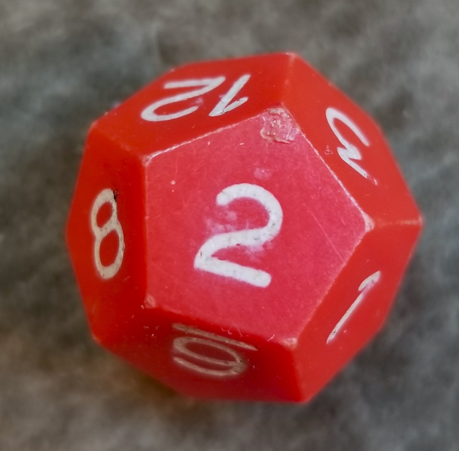 Vintage Armory Opaque Red D12 12-Sided Polyhedral Die RPG AD&D with White Pips