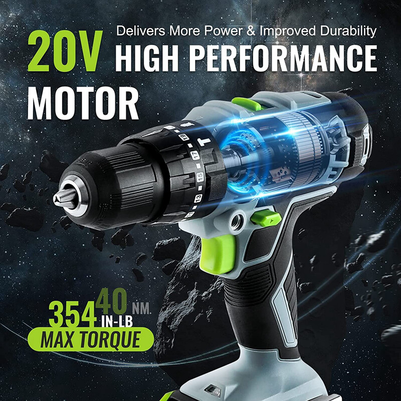 WORKPRO 20V 1/2'' Chuck Impact Drill Kit Impact Drill Driver Tool w/Accessories