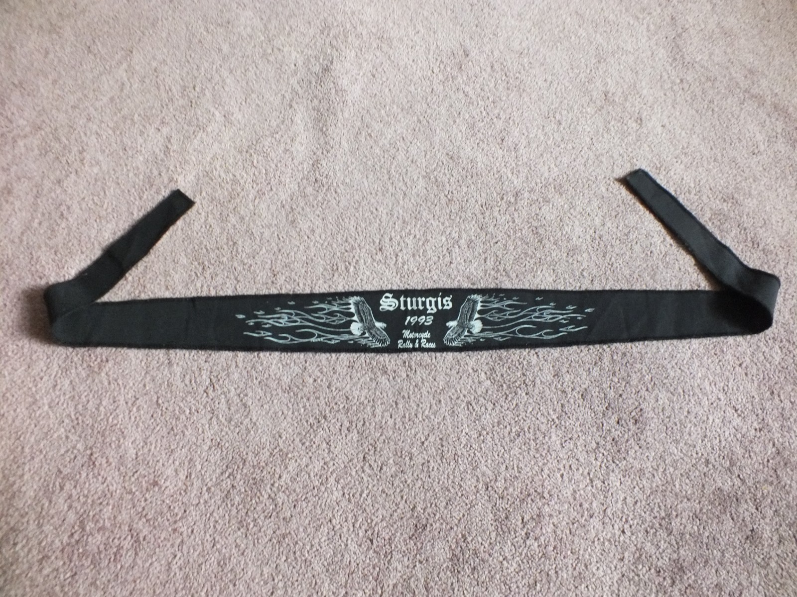 Collectible Head wrap Sturgis 1993 Motorcycle Rally Races Black White Eagles