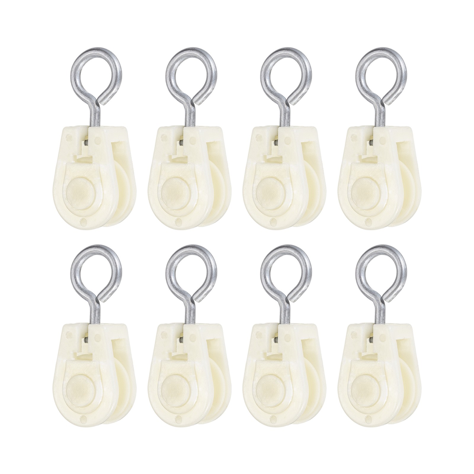 8PCS Nylon Pulley Wheel, (0.59" ID 2.91" L) Single Sheave Lifting Rope White