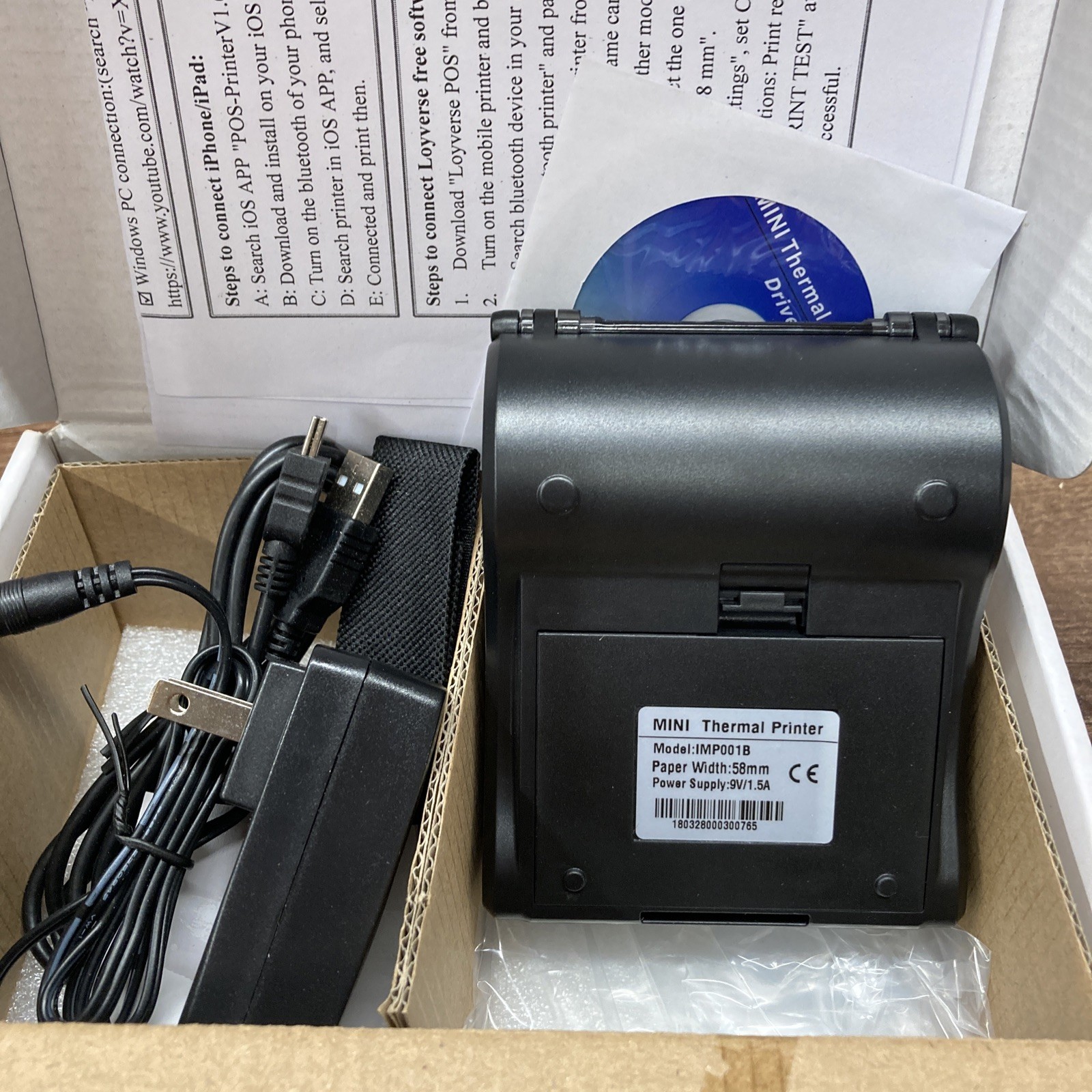 MUNBYN P001 Mobile Bluetooth Printer 58mm Android POS Printer