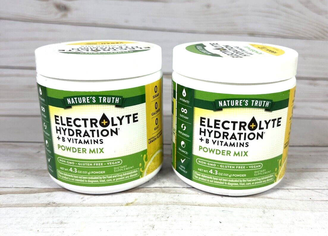 Nature's Truth Electrolyte Hydration + B Vitamins Powder Mix Lemon (2 Pack) 2/27