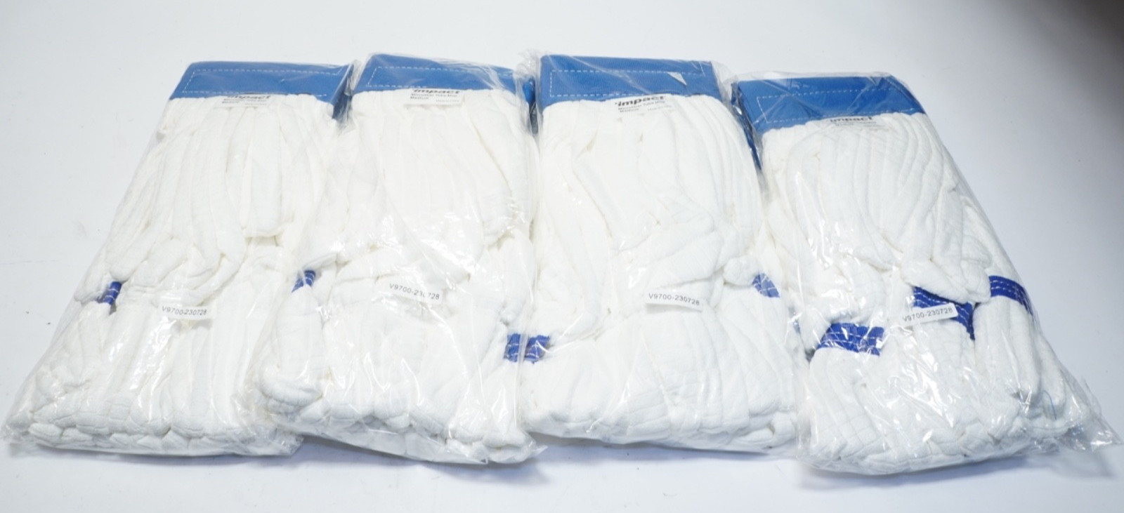 New Lot of 4 Impact LF0008 Microfiber Tube Wet Mop Medium, White Ships FREE