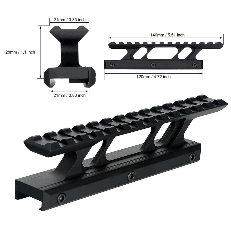 High Profile Riser Mount – Lightweight 5.5" L 13 Slots for 20mm Picatinny Rail