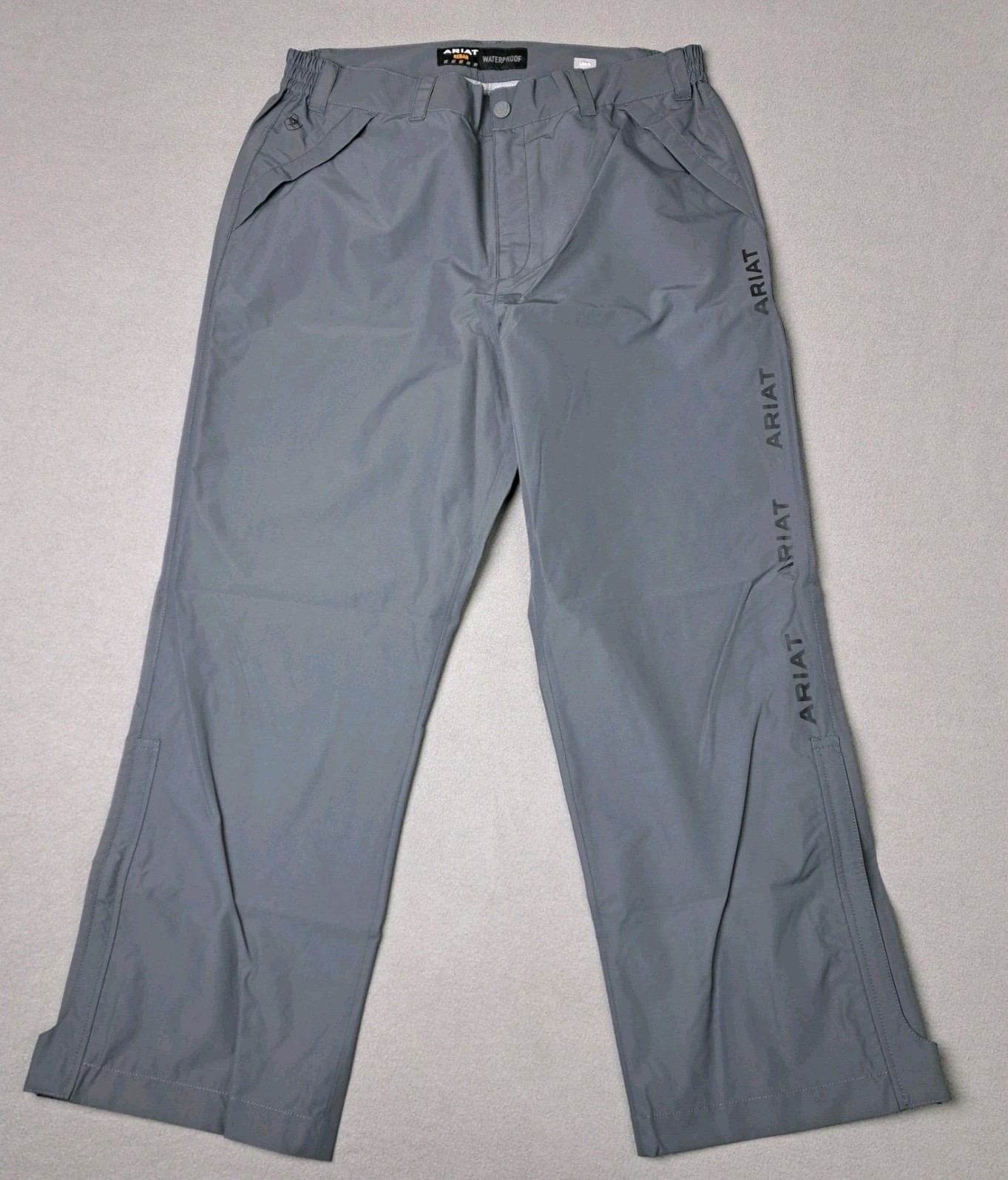 Ariat Rain Pant Mens 3XL Gray Rebar Stormshell Zip Cuff Waterproof Outdoors New