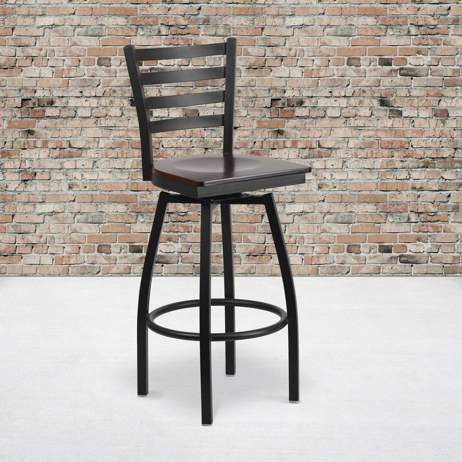 Ladder Back Swivel Metal Barstool - 16.5 W X 20.5 D X 44.5 H - 16.5 W X 20.5 D X