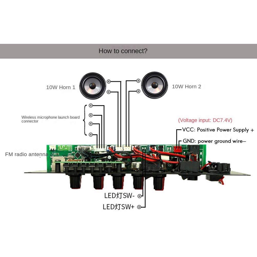 7.4V Amplifier Board Square Dance 2X10W Speaker Amplifier Support Bluetooth9231