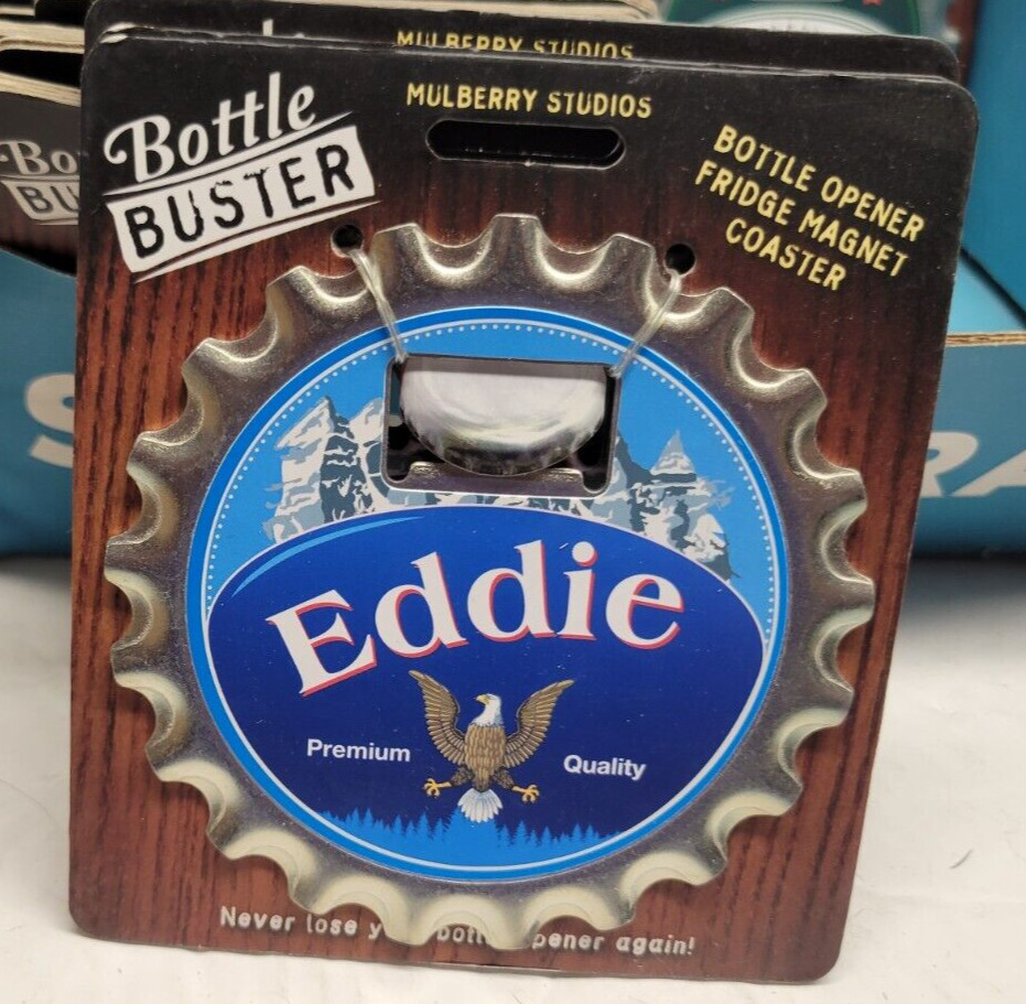 EDDIE PERSONALIZED MULTI GADGET BOTTLE OPENER MAGNET COASTER NEW - U