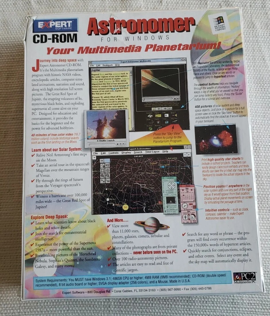 Astronomer CD-ROM For Windows Expert Brand Software Factory Sealed