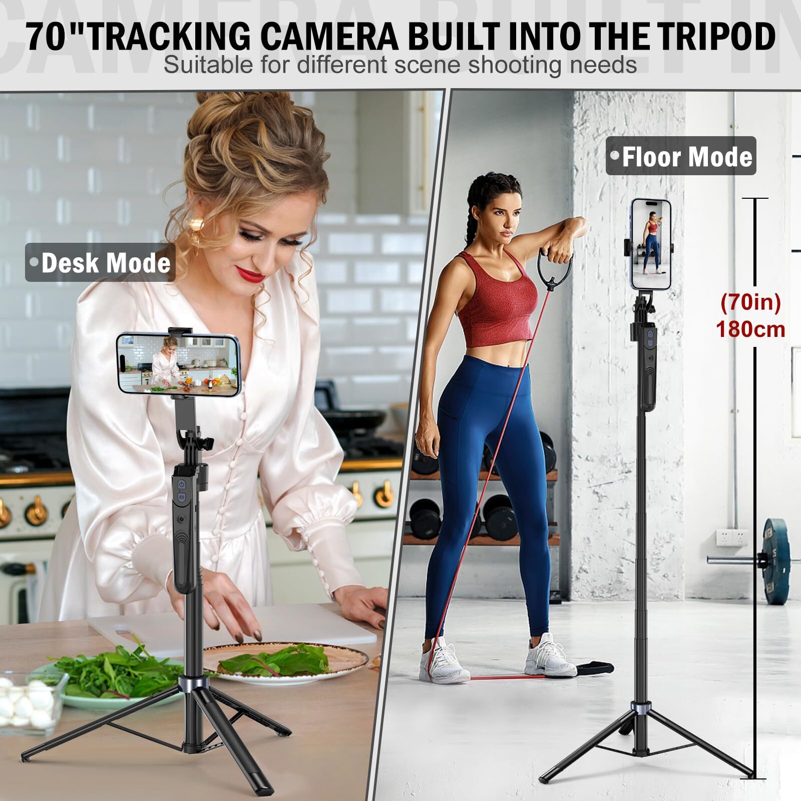 360 Face Tracking Tripod with Smart AI Gesture Control for Phone Camera