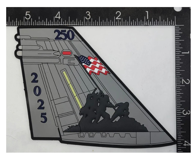 MARINE CORPS 250TH ANNIVERSARY F-18 TAIL FLASH PVC PATCH HOOK & LOOP