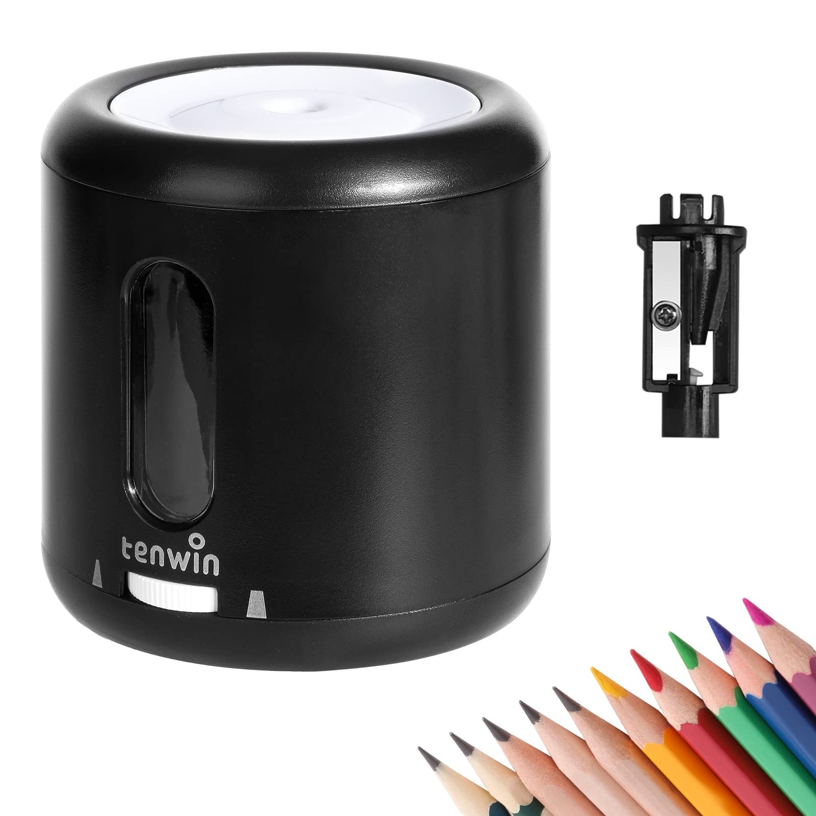 tenwin Electric Pencil Sharpener,Battery Powered and Portable Black