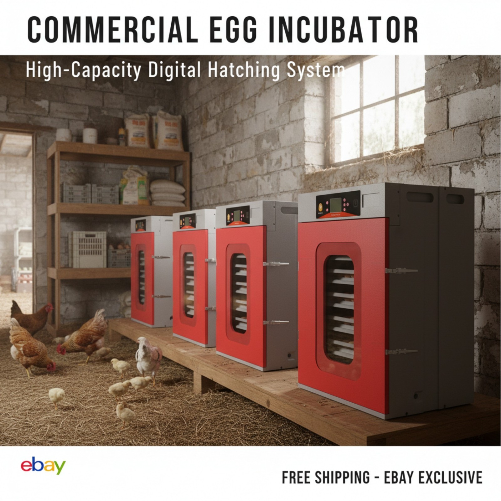 400-Egg Commercial Cabinet Incubator w/ Automatic Temperature Humidity Control