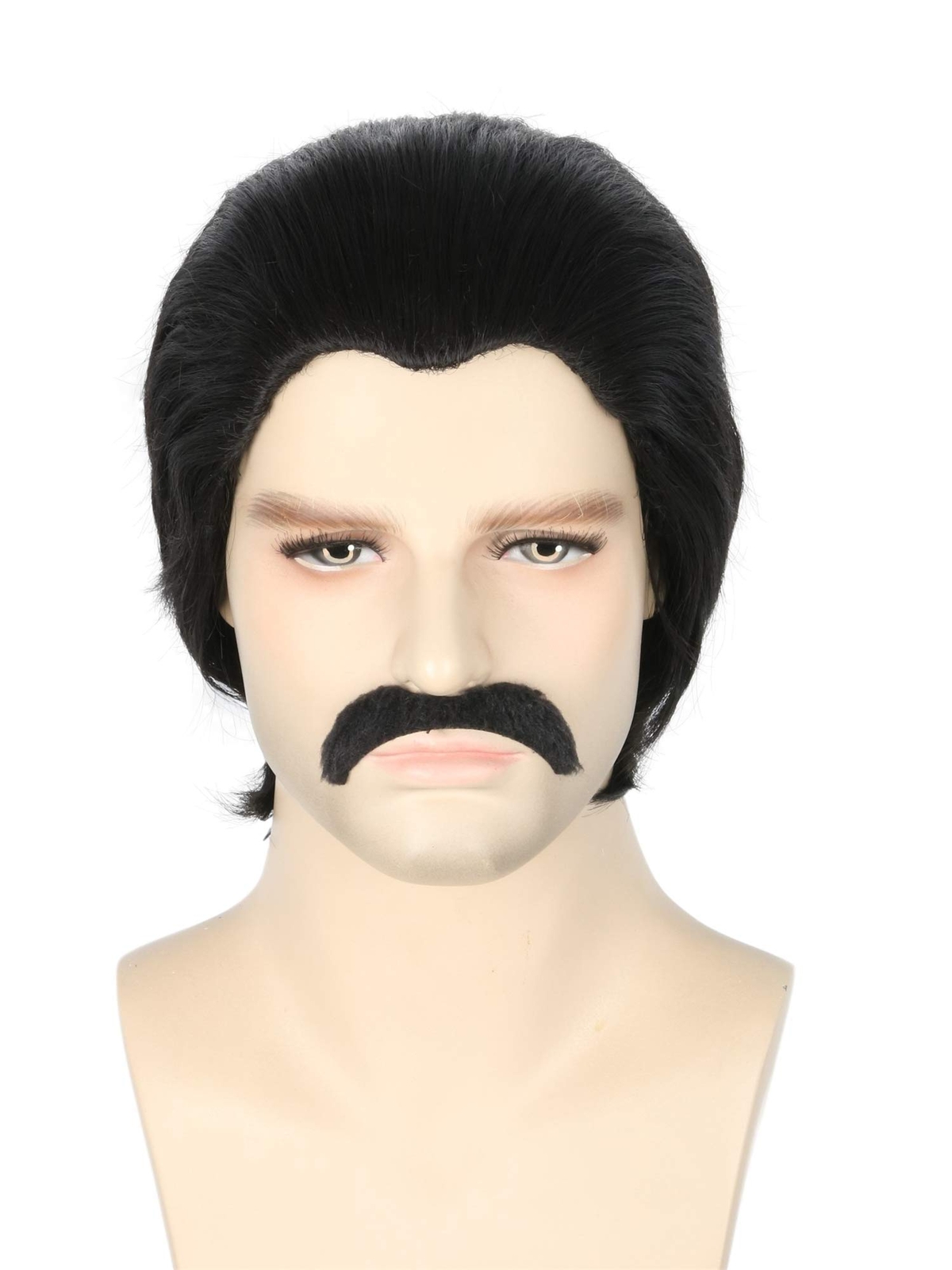 Men's Wigs Black Short Cosplay Halloween Costume Party Wigs Slicked-back Wig ...