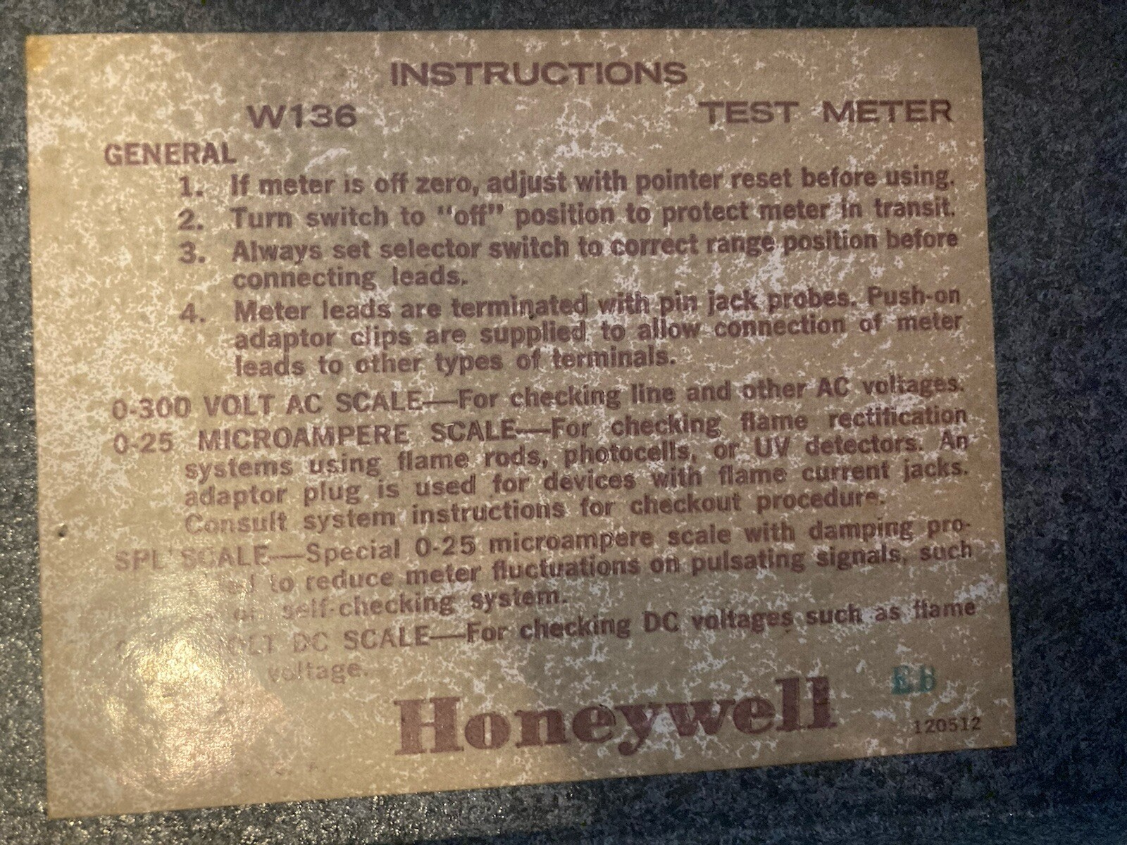 Vintage Honeywell AC/DC Voltmeter, Made In The USA