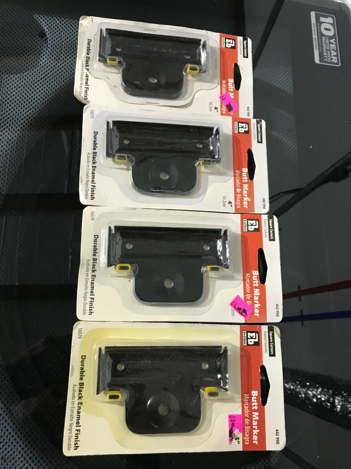 4-pack Everbilt Square Corners Butt Marker 4" X 1-1/4” Black Finish 442990