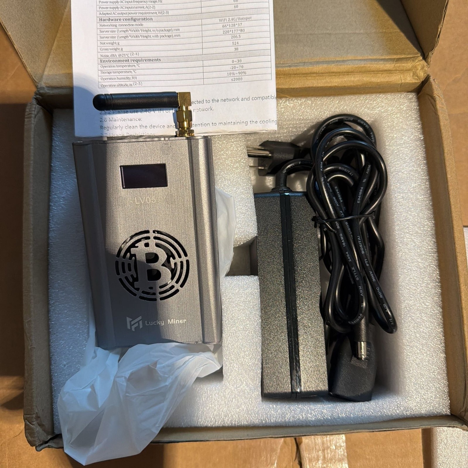 Lucky Miner LV06 BTC Solo Lotto Miner 500GH/S SHA-256 BM1366 ASIC Bitcoin Miner