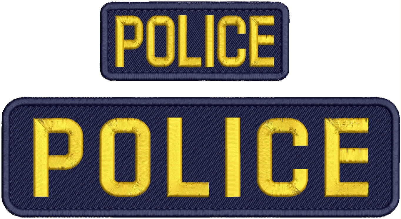 SHERIFF embroidery patches. 3x11 and 2x5 hook on back Gold on navy blue