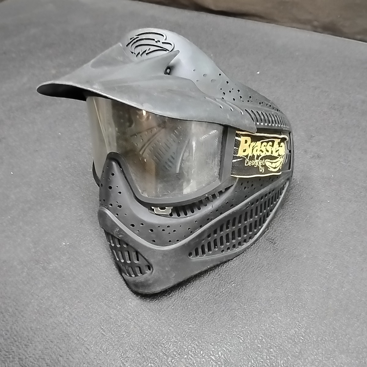 Vintage Brass Eagle One Size Adjustable Black Paintball Helmet Mask & Goggles