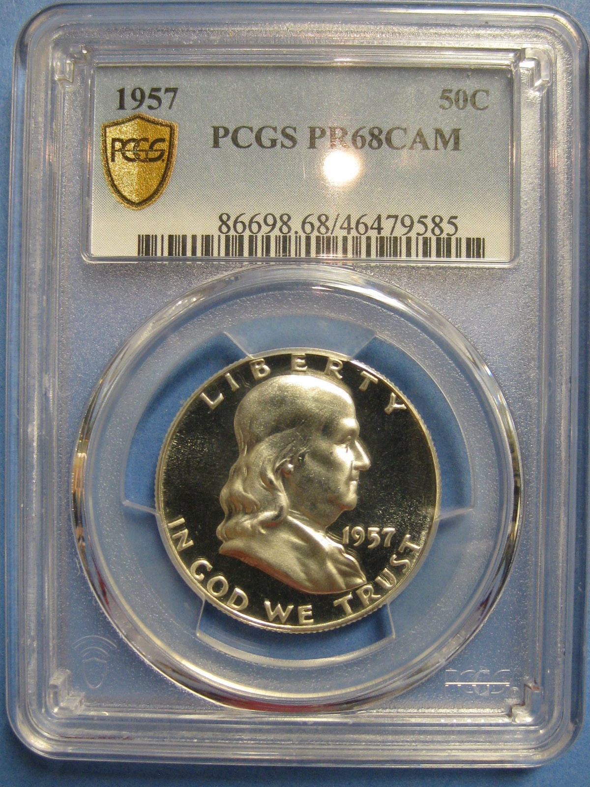 1957 Cameo Proof Franklin Half Dollar PCGS PR 68 CAM  #9585