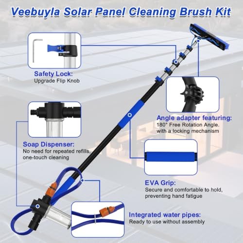 30FT Reach Solar Panel Cleaning Brush Kit with 5-Telescoping Pole, 40FT 24FT
