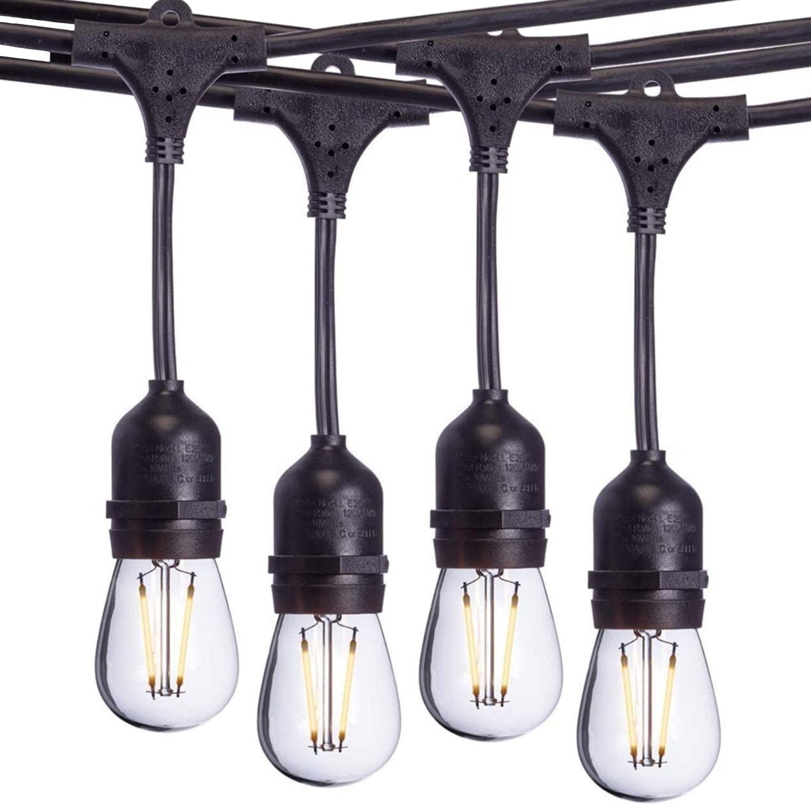 Sterno Home Waterproof Outdoor LED String Lights For Patio, Black, 48 Feet