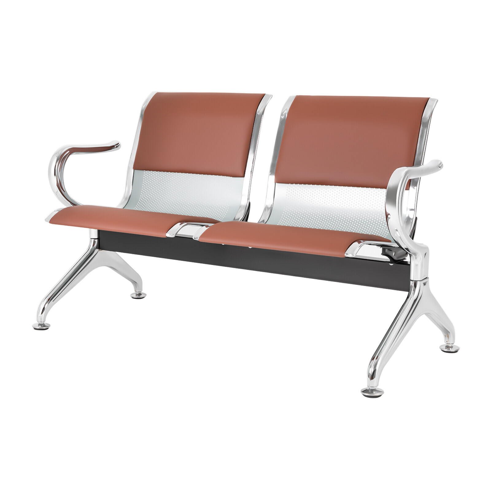 Waiting Room Chair Reception Guest Chair Office Bank Airport Bench 2 Seat, Brown