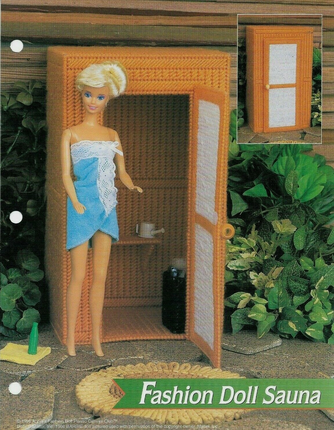 NEW FASHION DOLL SAUNA ANNIE'S PLASTIC CANVAS PATTERN INSTRUCTIONS