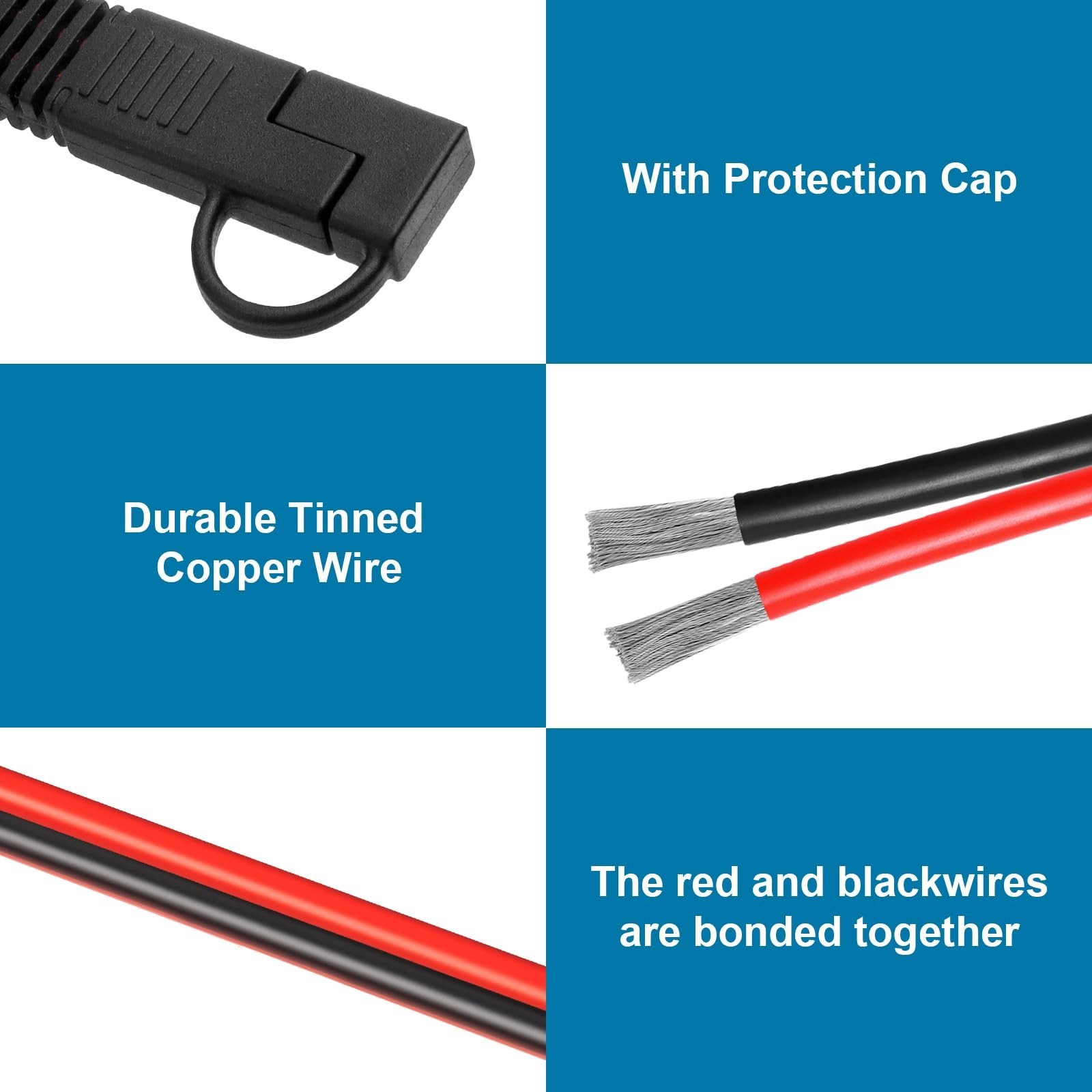 XRDS -RF SAE Extension Cable 50FTSAE SAE Heavy Duty 10AWG Tinned Copper Wire