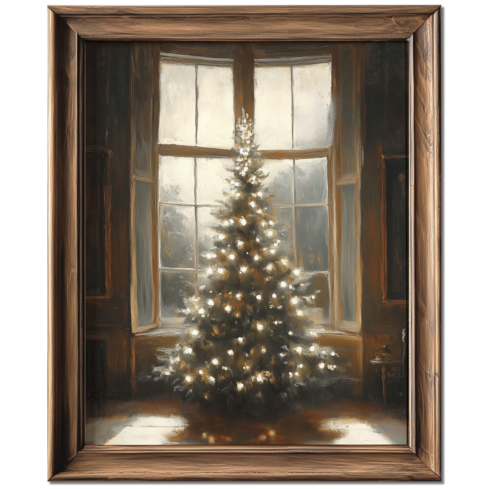 HubbgDesign Vintage Christmas Tree Art Print, 8 x 10 in Unframed, Green