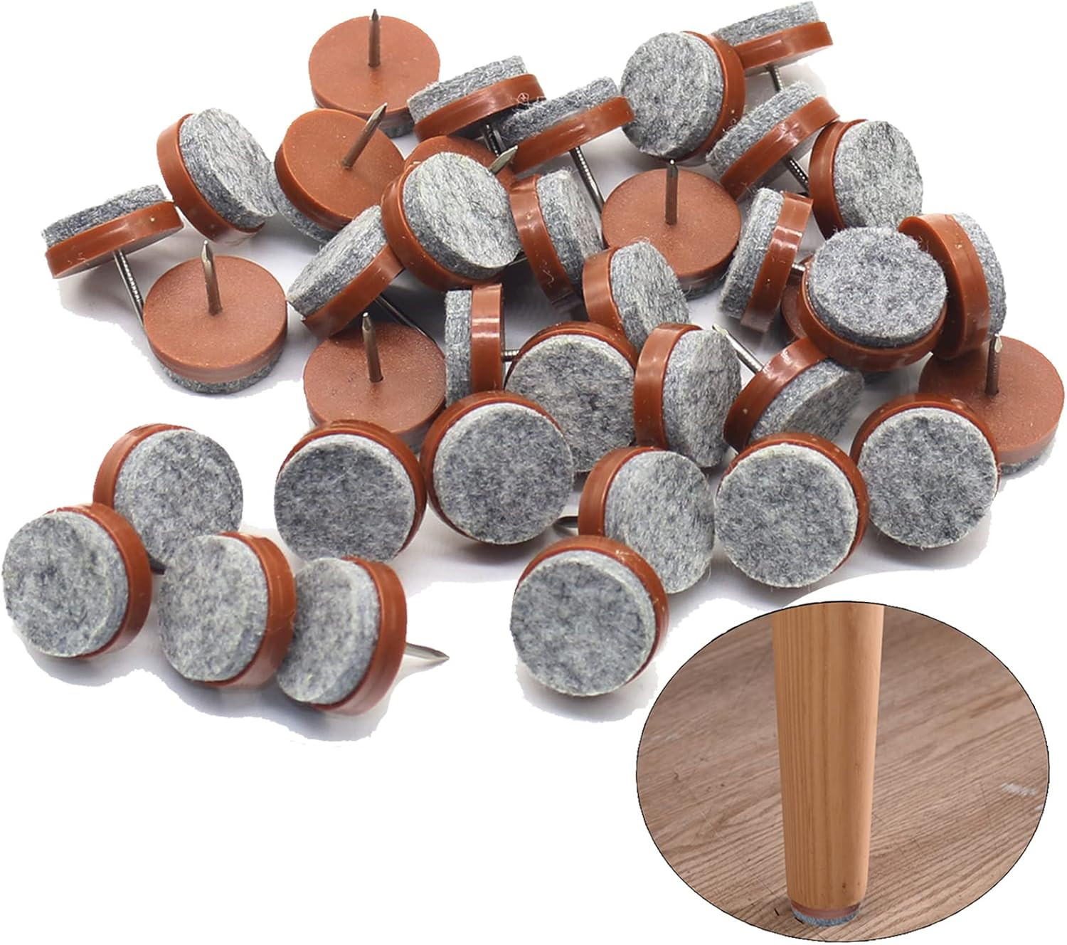 40Pcs round Heavy Duty Nail-On Felt Pad for Furniture Chair Table Leg Feet Floor